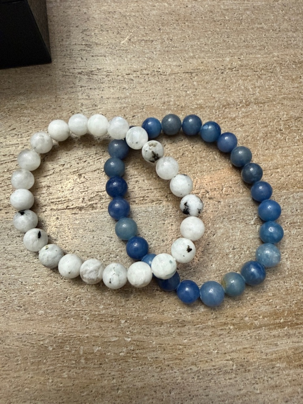 Blue and White Beaded Stretch Bracelet Set - Women Jewelry